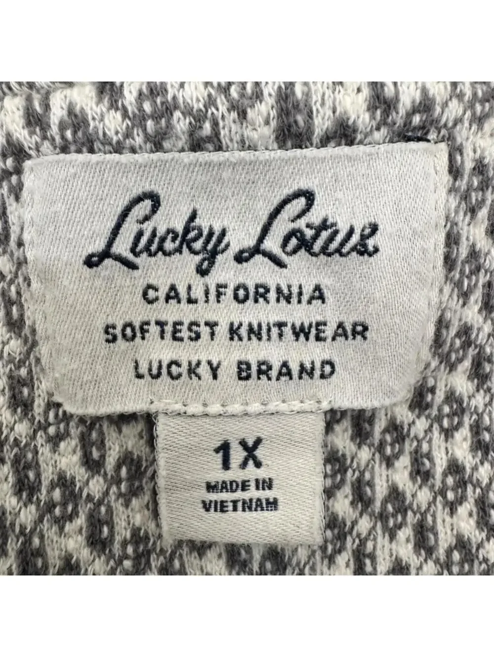 Lucky Brand Lucky Lotus Knit Moto Cardigan 1X Boho Zip Sweater Jacket